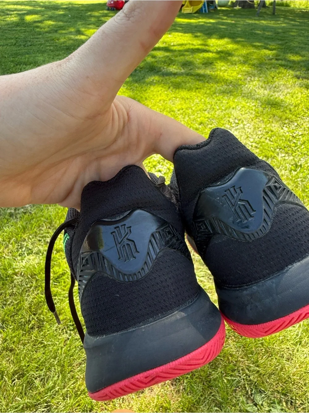 Nike Kids Black Sneakers with Neon Green Stitching & Pink Soles